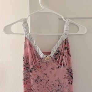 Floral Pink and Gray Sleeveless dress